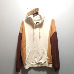 Original Use Colorblock Hooded Sweatshirt Cream/ Brown Medium